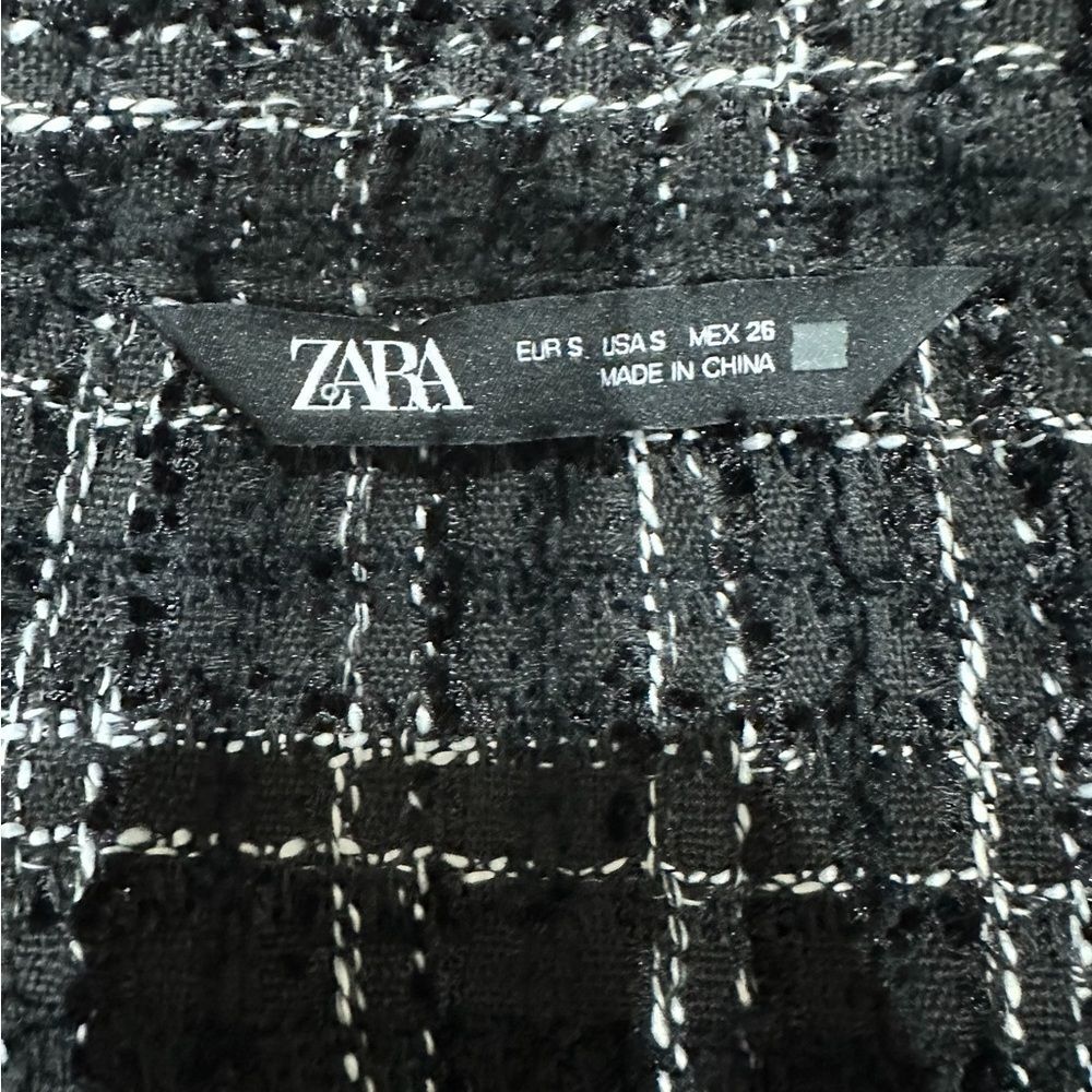 ZARA WOMEN FITTED STRUCTURED PLAID BALCK/WHITE SHIRT - Picture 3 of 5